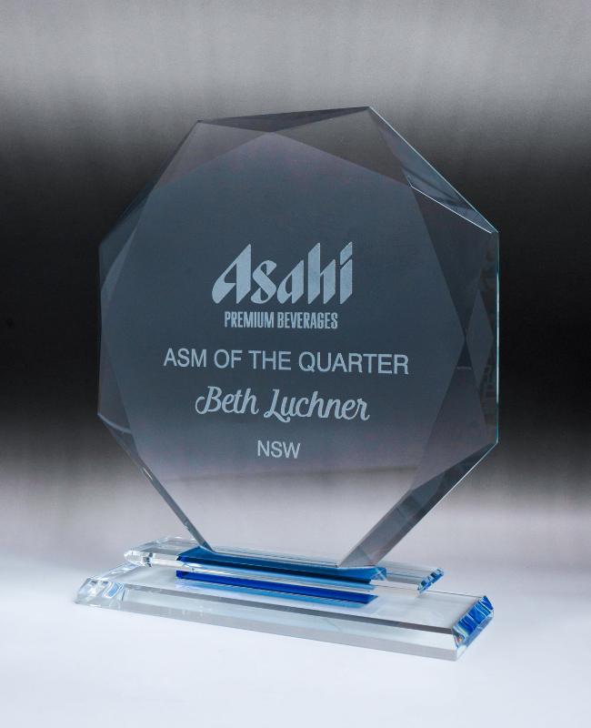 -203744 Aquamarine Glass-Octagon 21cm