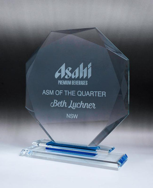 -203744 Aquamarine Glass-Octagon 21cm