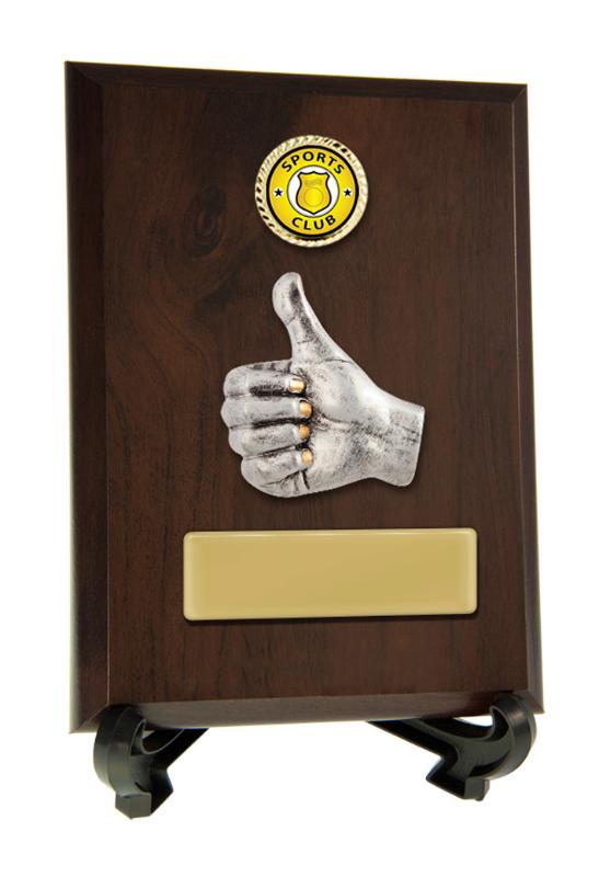 8232CH-CF75G Plaque with Thumbs Up Trim 17.5cm