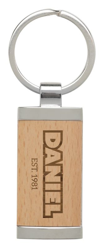 9958 Keychain Timber with Metal Trim 5cm
