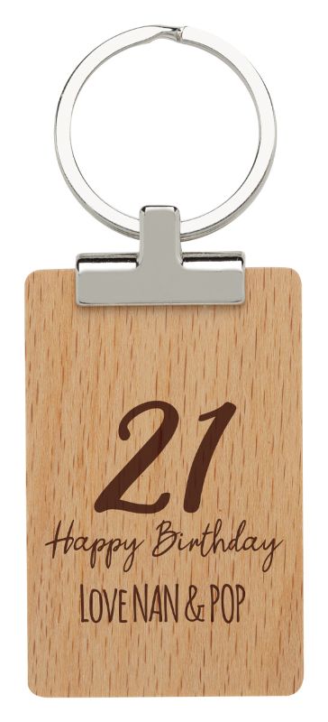 9959 Keychain Timber with Metal Trim 6cm