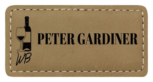 AL208 Leatherette Name Badge with Magnet - Khaki