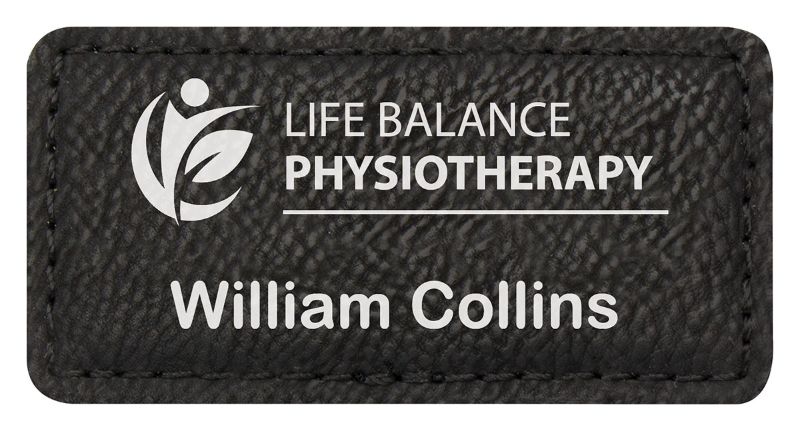 AL212 Leatherette Name Badge with Magnet - Black