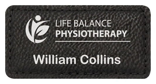 AL212 Leatherette Name Badge with Magnet - Black