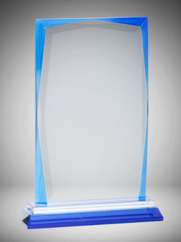 BEG01B Blue Edged Glass Rectangle 22cm