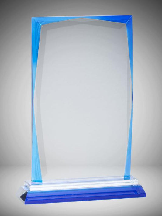 BEG01C Blue Edged Glass Rectangle 24cm