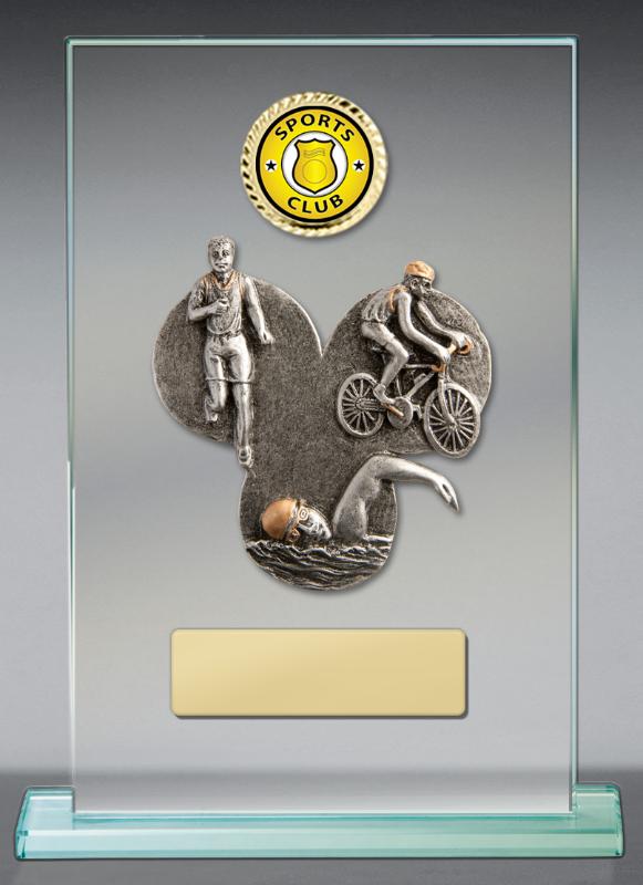 BG01B-CF15G Triathlon Theme on Glass 15cm