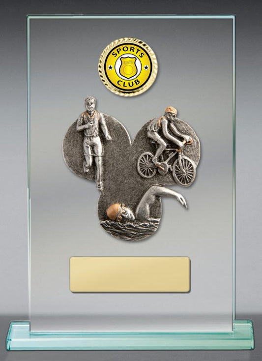 BG01B-CF15G Triathlon Theme on Glass 15cm
