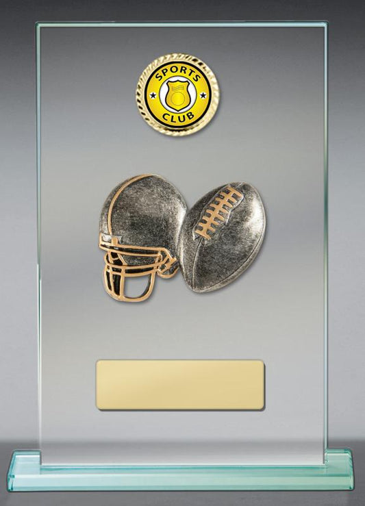 BG01B-CF27G Gridiron Football Theme on Glass 15cm