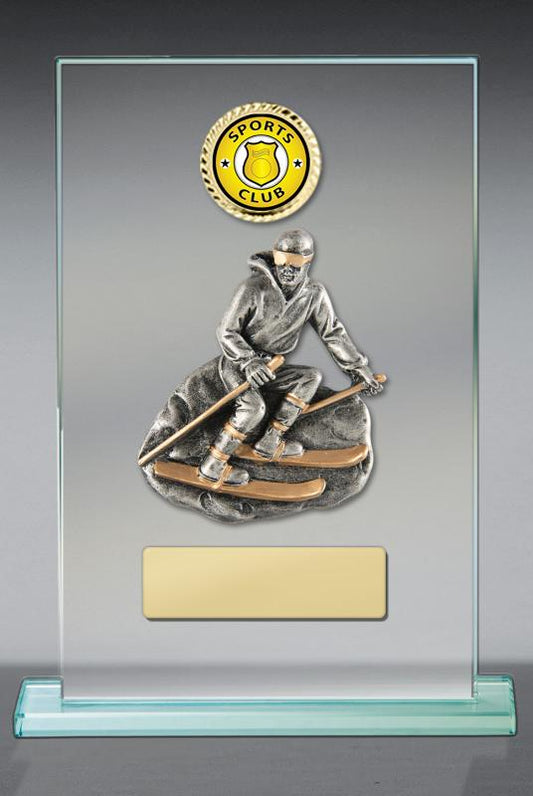 BG01B-CF65G Skiing Theme on Glass 15cm