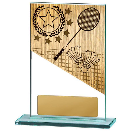 BG01B-PS57A Badminton Theme on Glass 15cm