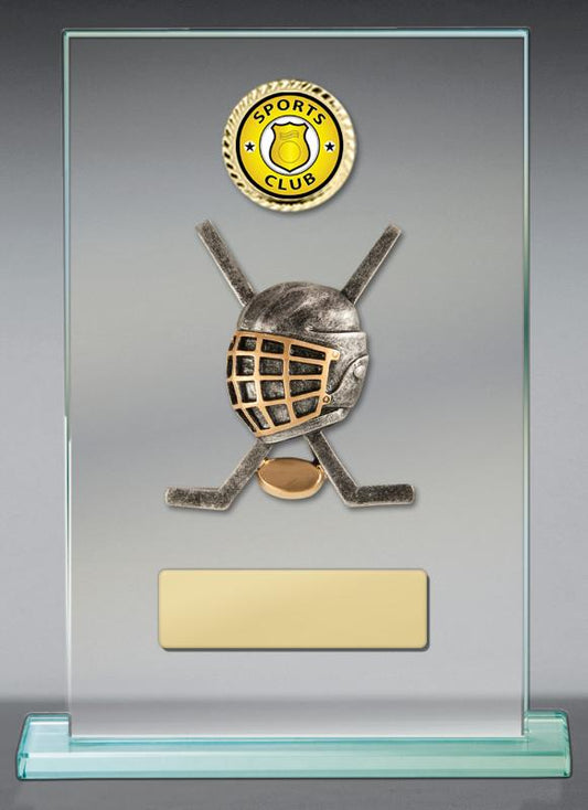 BG01C-CF25G Ice Hockey Theme on Glass 17cm