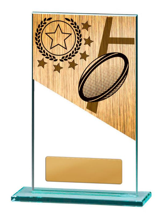BG01C-PS6A Rugby Theme on Glass 17cm