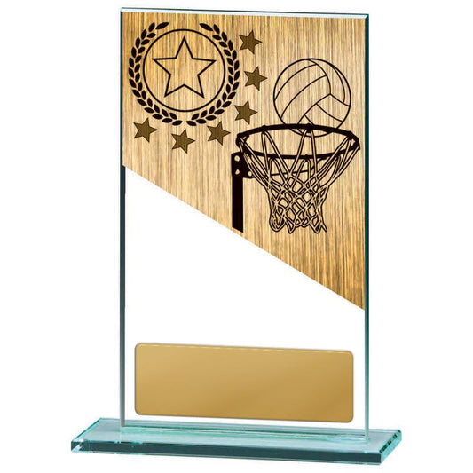 BG01C-PS8A Netball Theme on Glass 17cm