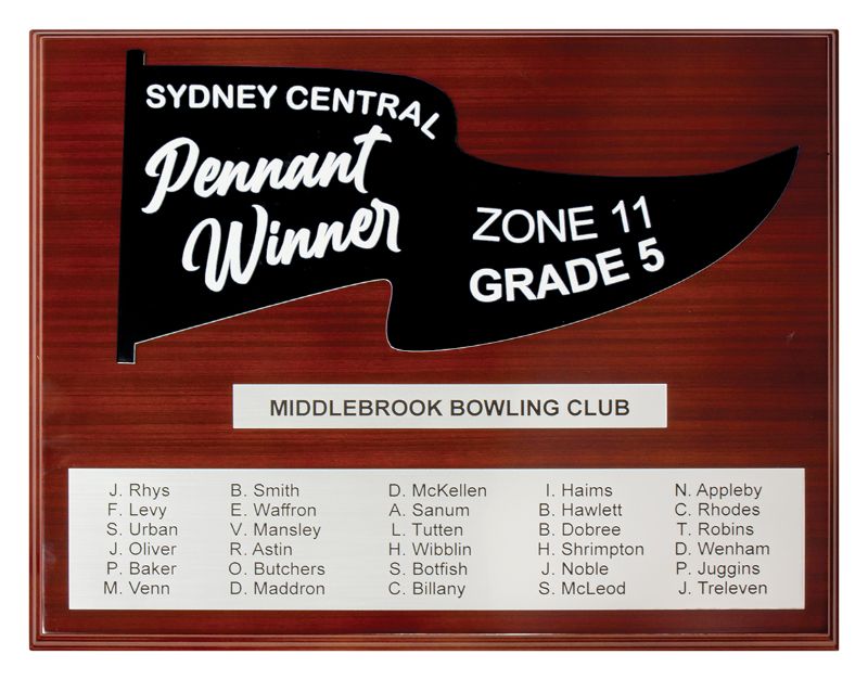 LP12-CCP-12K Colour Concept Pennant Winner Plaque - Black / White 38cm