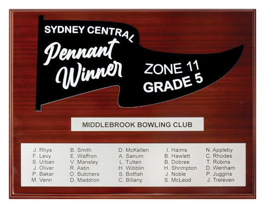 LP12-CCP-12K Colour Concept Pennant Winner Plaque - Black / White 38cm