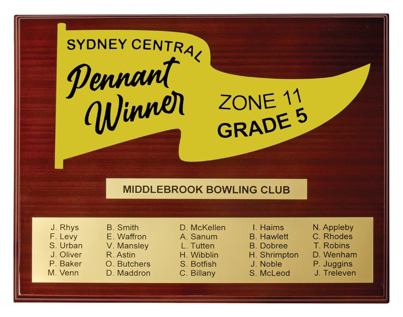 LP12-CCP-12Y Colour Concept Pennant Winner Plaque - Yellow / Black 38cm