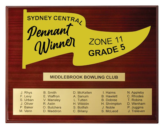 LP12-CCP-12Y Colour Concept Pennant Winner Plaque - Yellow / Black 38cm