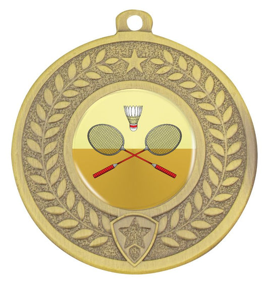 DMK23G Distinction Badminton Medal Gold 5cm