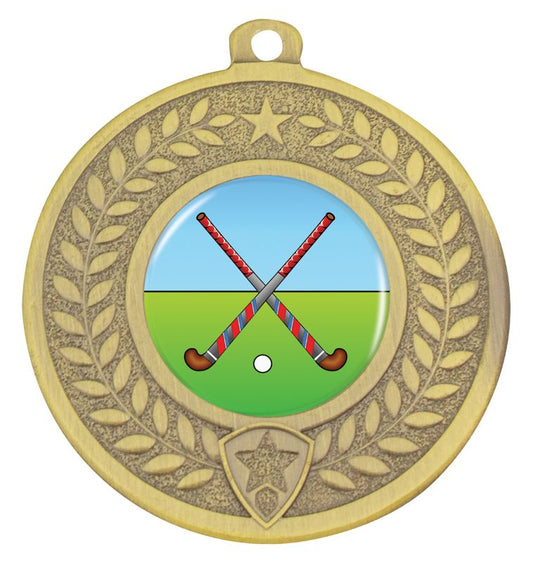 DMK96G Distinction Cross Sticks Medal Gold 5cm