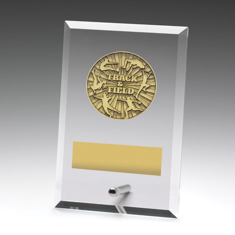 DY141A Glass Plaque Track & Field 150mm