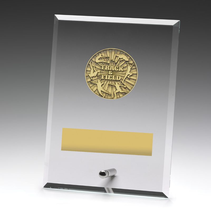 DY141B Glass Plaque Track & Field 175mm