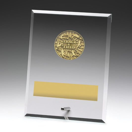 DY141C Glass Plaque Track & Field 200mm