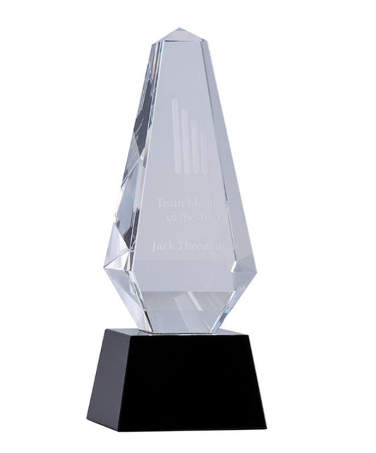 EBONY5 Black and Clear Crystal - Obelisk 21cm