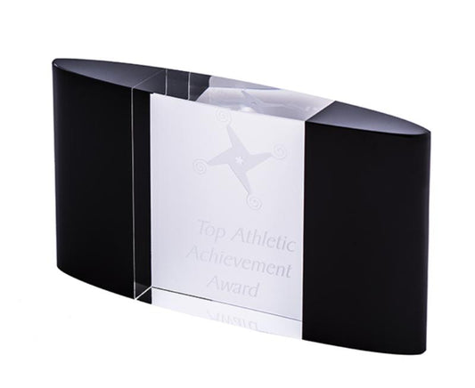 EBONY6 Black and Clear Crystal - Curved Block 18cm