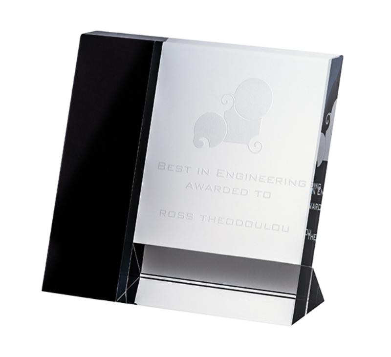 EBONY8 Black and Clear Crystal - Rectangle 16cm