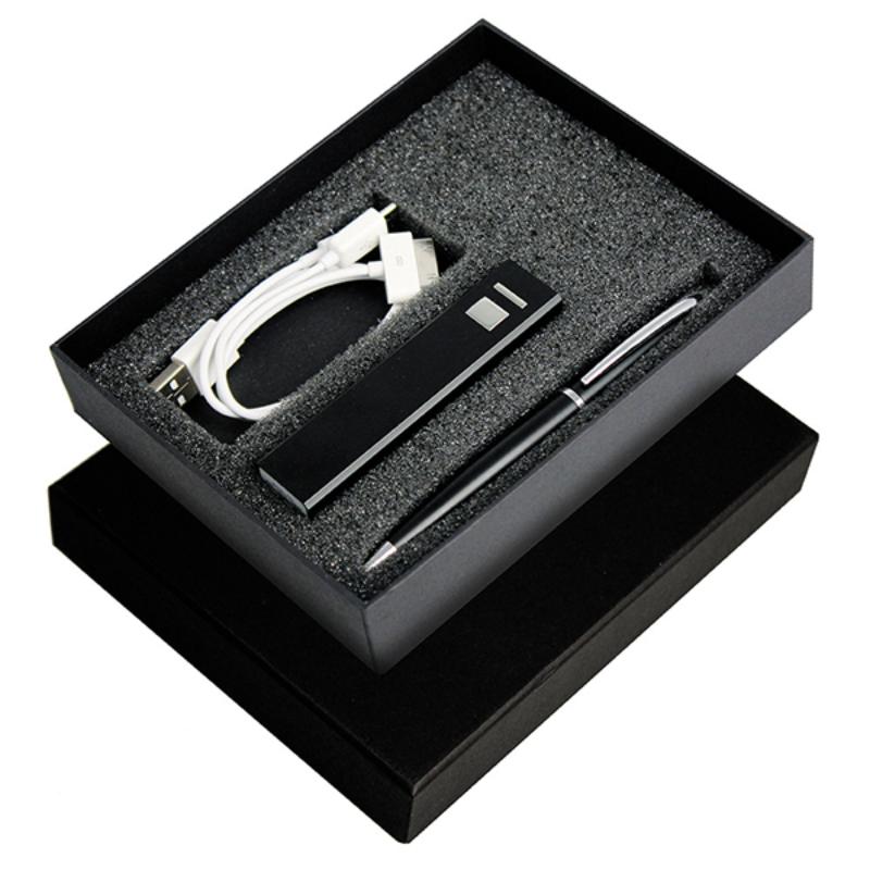 EGIFT1004BK 2,200Ah Charger, Grobisen Ballpoint Pen and a 3-in-1 Cable 18cm