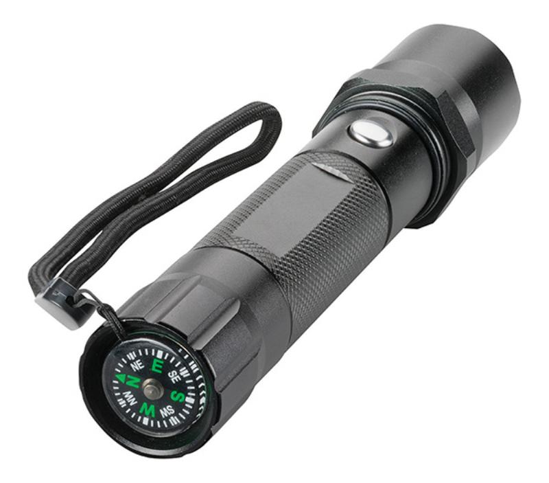 ETK1005 Aluminium Trekk torch with compass 14cm