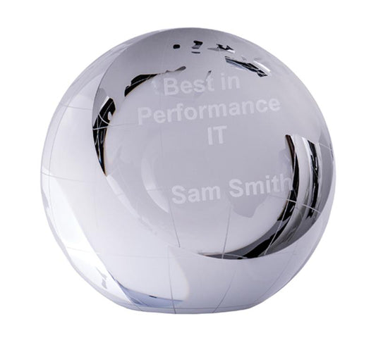 GL02A Crystal Globe Paperweight 9.5cm