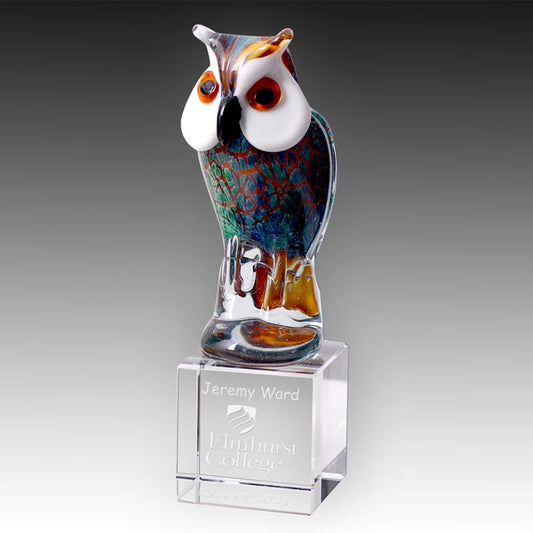 L-56 Glass Owl on Crystyal Base 235mm