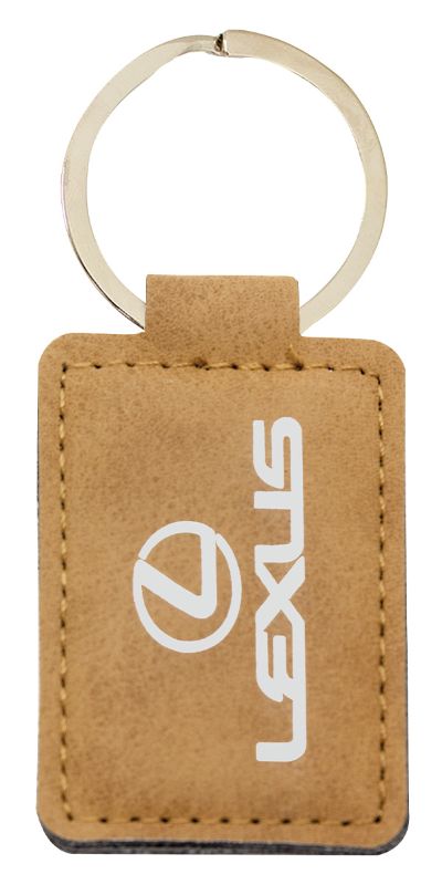 LE123 Leatherette Keychain - Tan / Silver 6cm