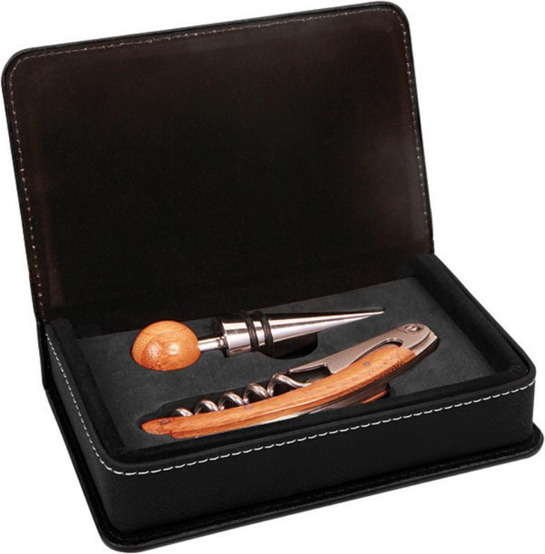 LL07BKS Laserable 2 Piece Wine Tool Set 9cm