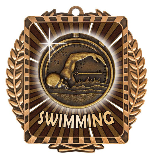 LWM002B Lynx Wreath Swimming Bronze