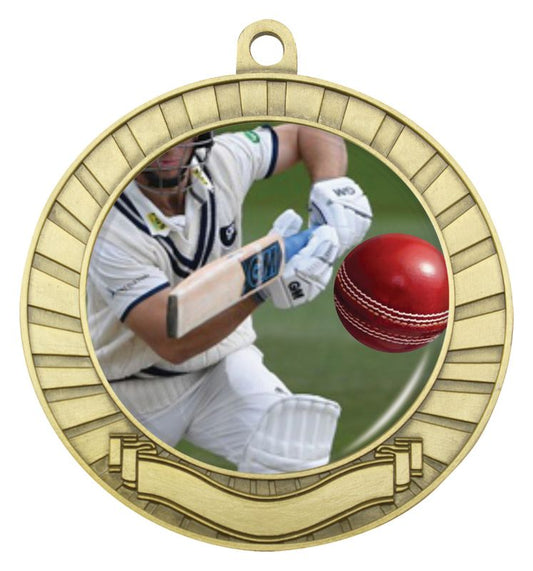MCY402G Eco Scroll Cricket Batting Medal Gold