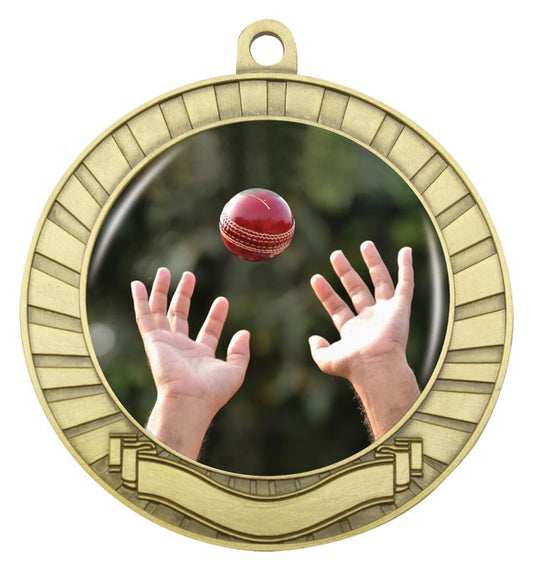 MCY404G Eco Scroll Cricket Fielding Medal Gold