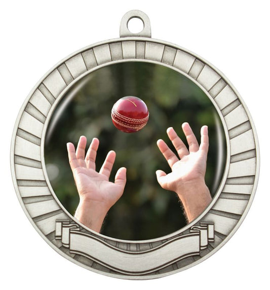 MCY404S Eco Scroll Cricket Fielding Medal Silver
