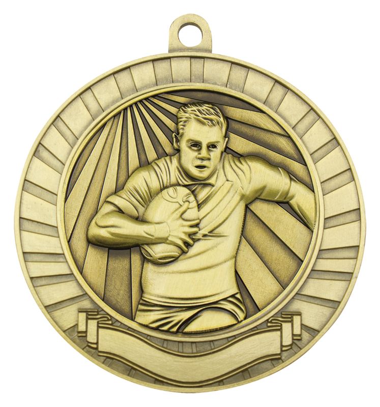 MMY215G Eco Scroll Rugby Male Gold Medal 7cm