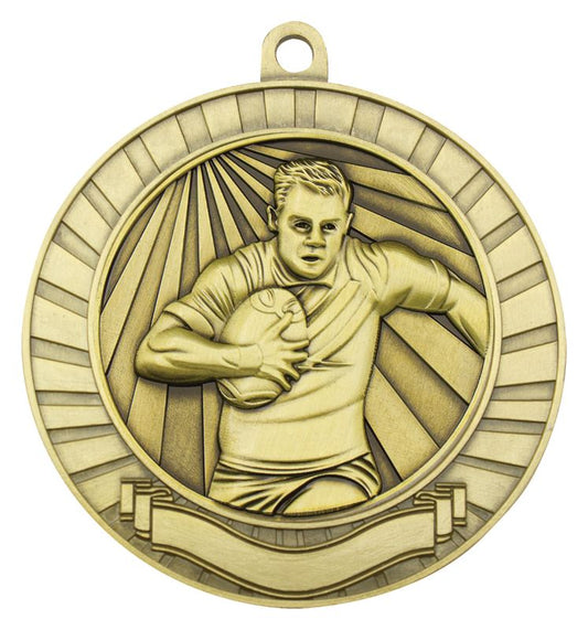 MMY215G Eco Scroll Rugby Male Gold Medal 7cm