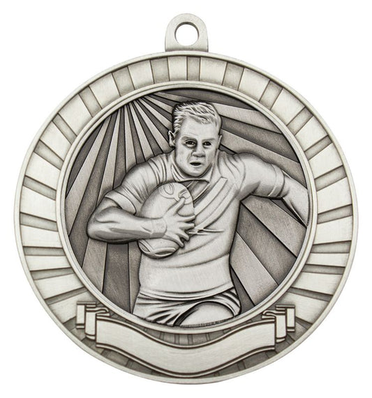 MMY215S Eco Scroll Rugby Male Silver Medal 7cm