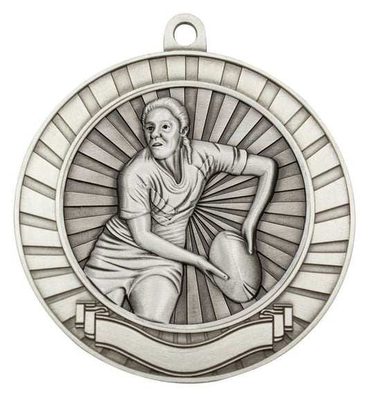 MMY216S Eco Scroll Rugby Female Silver Medal 7cm