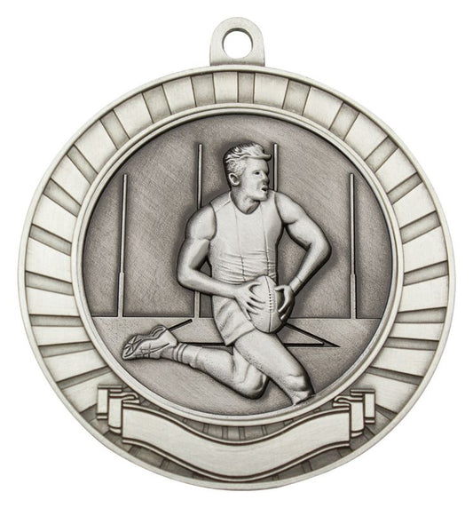 MMY286S Eco Scroll Aussie Rules Male Silver Medal 70mm