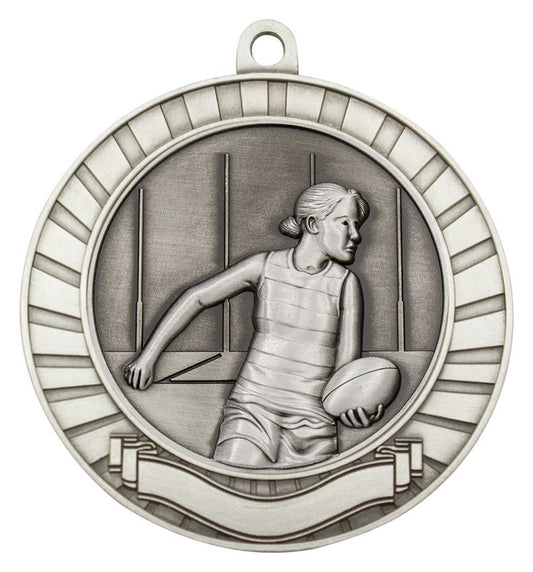 MMY287S Eco Scroll Aussie Rules Female Silver Medal 70mm