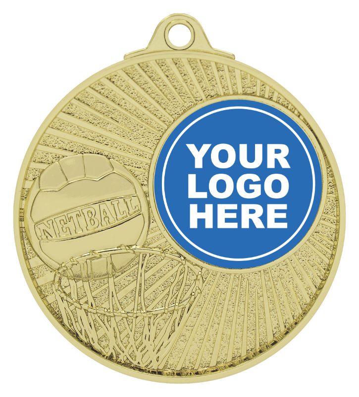 MY711G Netball Blitz Medal Shiny Gold 5.2cm
