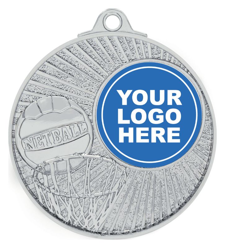 MY711S Netball Blitz Medal Shiny Silver 5.2cm