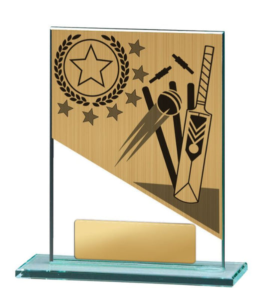 S23-1901 Cricket Theme on Glass 13cm