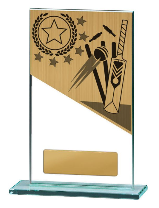 S23-1903 Cricket Theme on Glass 17cm